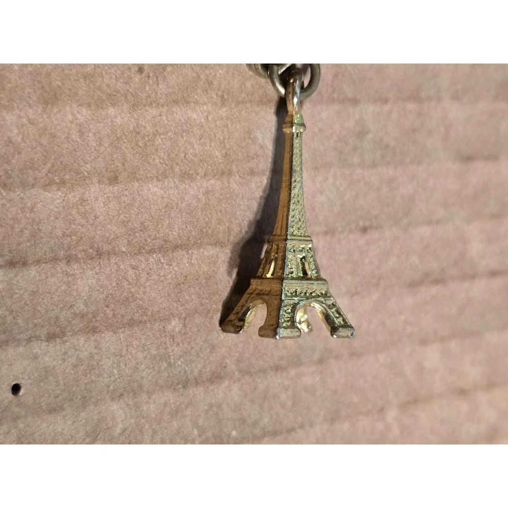 Vintage Gold Tone Paris Eiffel Tower Dangle Lapel Vest Hat Pin J31
